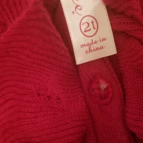Cherokee | Solid Red | Ruffle Front | Cardigan Sweater | Size: 2T - Picture 7 of 15